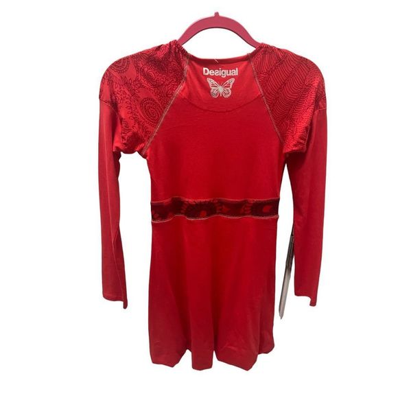 NWT Desigual Long Sleeve Red Floral Dress, Size 11/12 - Picture 2 of 9